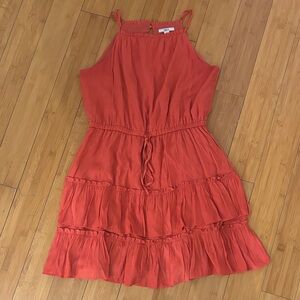 Bar III Red Midi Dress with Tiered Skirt
